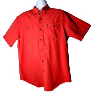 G.H. Bass & Co. Men's L Red Button Up Short Sleeve Shirt Casual Outdoor Fishing‎